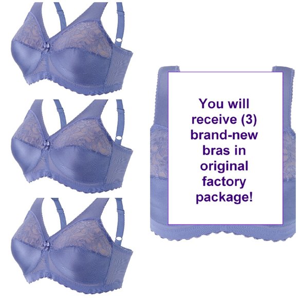 Set of 3! 56I Glamorise MAGIC LIFT Full Figure Bra (COMFORT-STRAPS) Blue-Ice - Picture 1 of 13